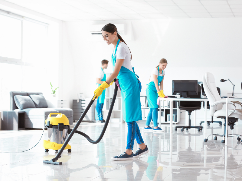 Professional cleaning team at work